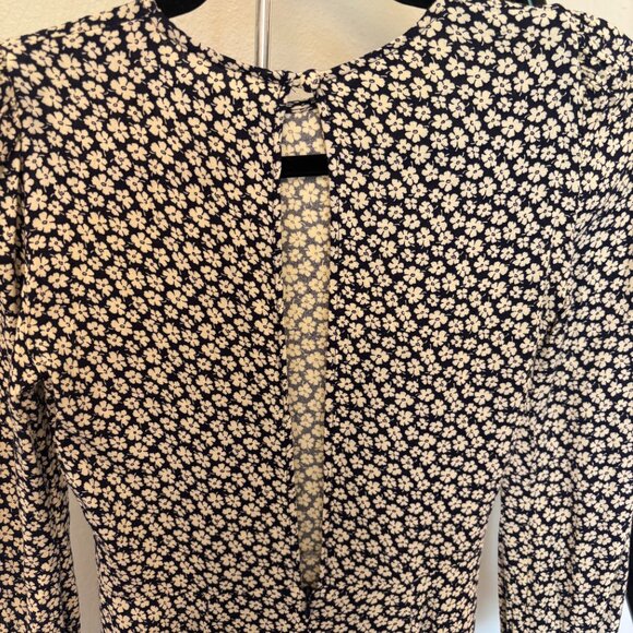 Reformation Josephine Midi Dress Floral Pattern Navy Blue size 2 - Picture 9 of 13